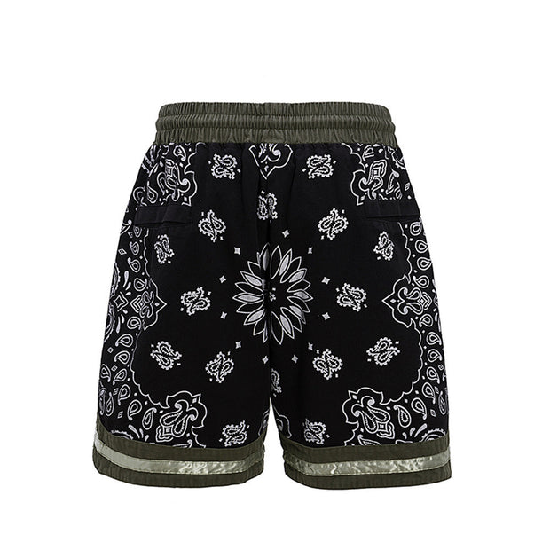 Cashew Flower Patchwork Casual Shorts For Men