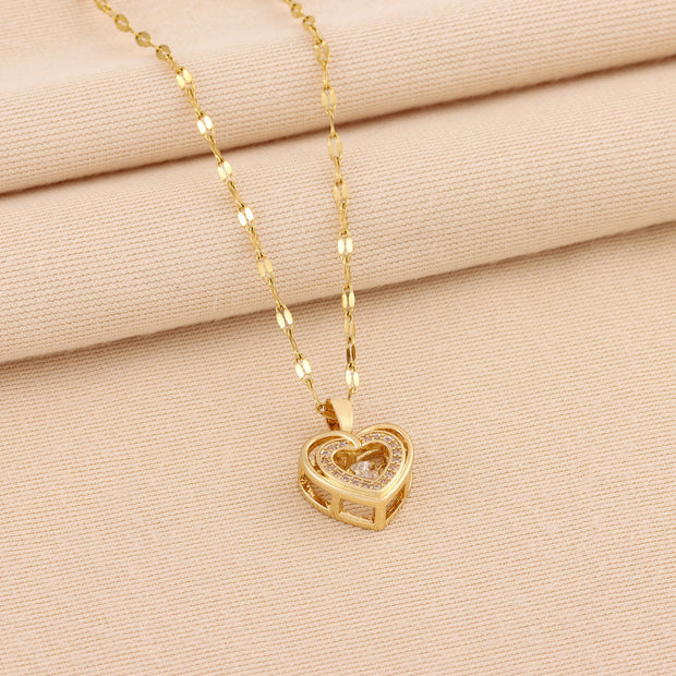 Gift Double-layer Smart Love Pendant Titanium Steel Necklace