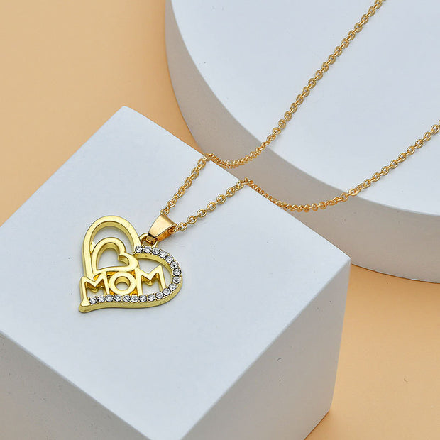 Mom Heart Diamond Necklace Perfect Mother's Day Gift