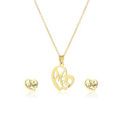 Heart Mom Necklace & Earring Set Fashion Jewelry