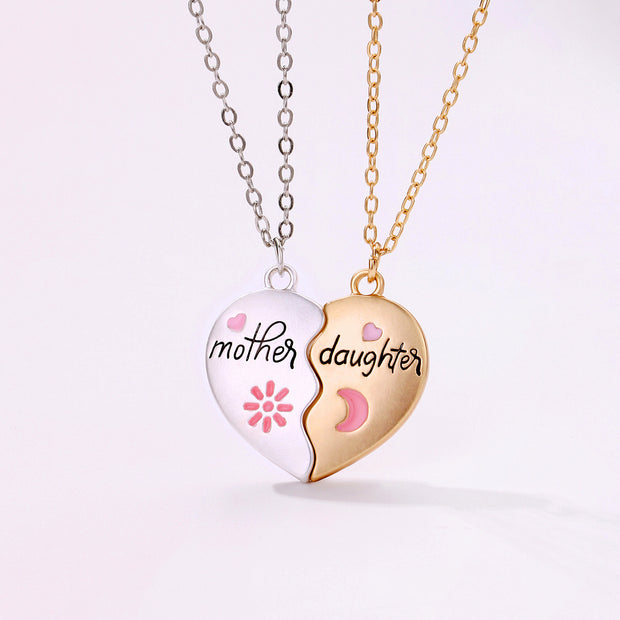 Mother Daughter Heart Necklace Set Perfect Gift
