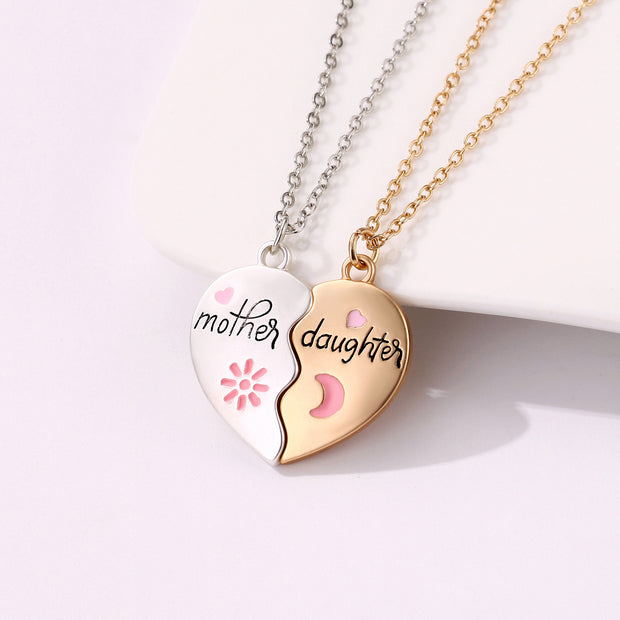 Mother Daughter Heart Necklace Set Perfect Gift