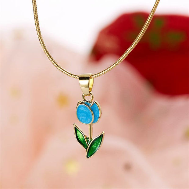 Romantic Flower Tulip Fashion Drop Oil Necklace Bracelet