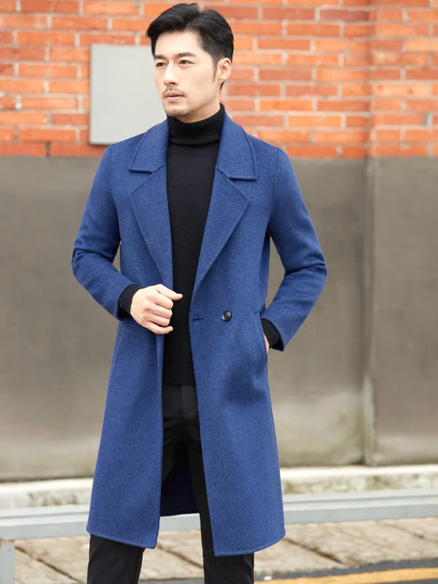 High End Long Men's Woolen Cardigan Jacket