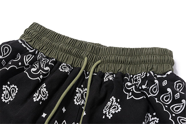 Cashew Flower Patchwork Casual Shorts For Men
