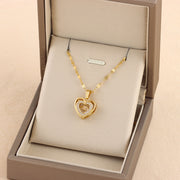 Gift Double-layer Smart Love Pendant Titanium Steel Necklace