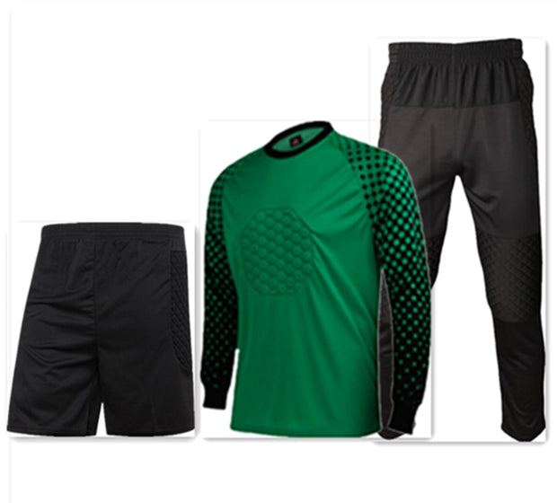 Kids Adult Goalkeeper Soccer Jersey Set Children Men Goalie Football Uniform Sponge Protection Doorkeeper Shirt Pants & Shorts