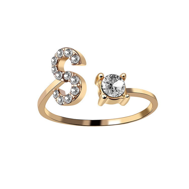 New Design Adjustable 26 Initial Letter Ring Fashion Jewelry