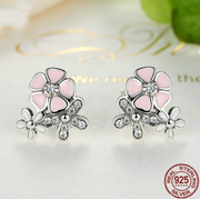Sterling Silver Daisy Cherry Blossom Earrings
