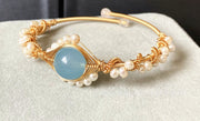 14K Gold Wrapped Handmade Bracelet Hailan Baohai Sapphire