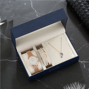 Elegant Women's Jewelry Set Watch Earrings Ring Necklace