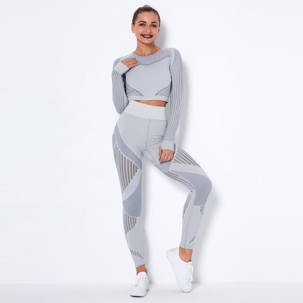 Seamless Yoga Set Knitted Absorbent Long-Sleeved