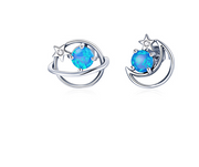 Sterling Silver Hollow Blue Opo Earrings