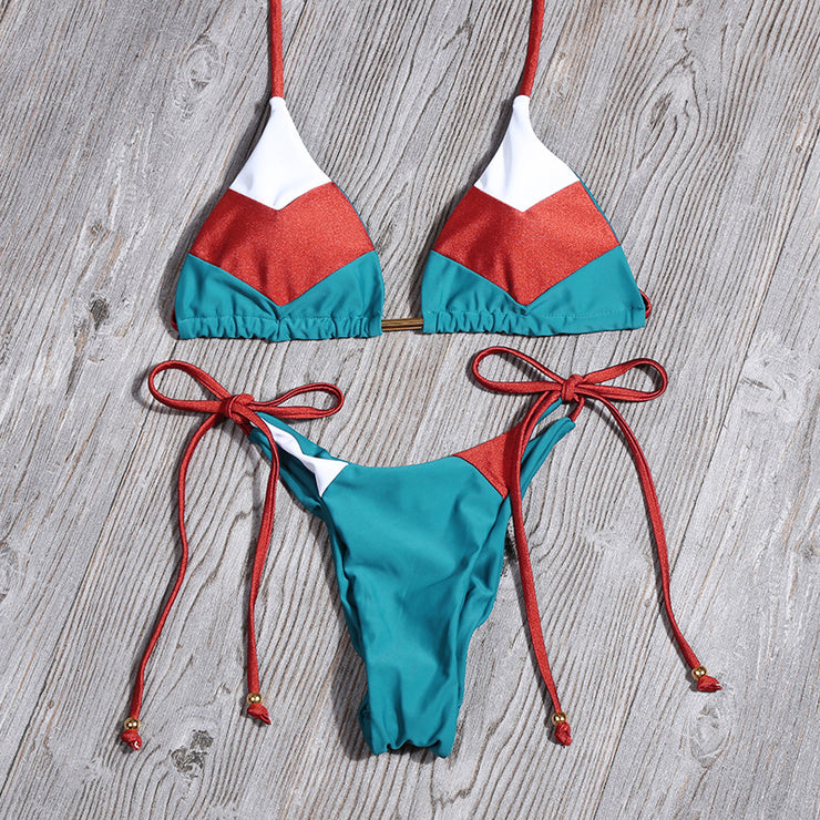 Women’s Colorblock Print Bikini Swimsuit