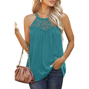 Loose-fit lace halter tank top a breezy summer staple
