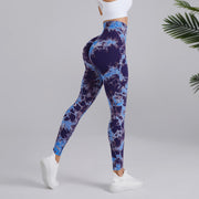 Tie-dye yoga pants seamless high waisted hip lifting