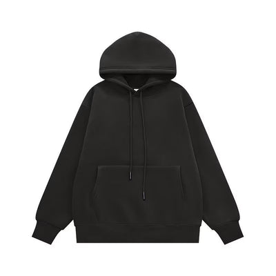 Unisex Fleece-lined Thickened Hooded Solid Color Hoodie