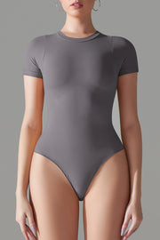 Round Neck Short Sleeve Active Bodysuit