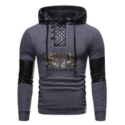 Pu Leather Patchwork Casual Hoodies
