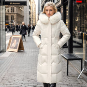 Women’s Winter Long Coat Fur Collar Straight Slim Cotton-padded Jacket