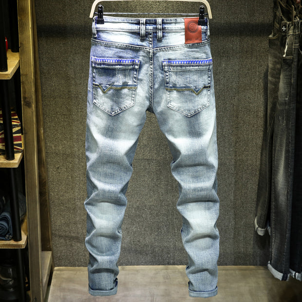 Light Blue Ripped Jeans For Men