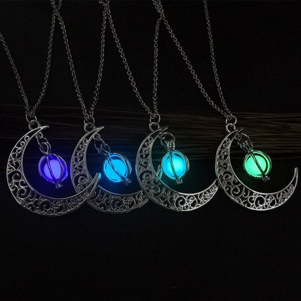 Fashion Moon Natural Glowing Stone Healing Necklace