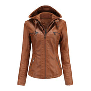 Detachable Two-piece Hooded Leather Jacket