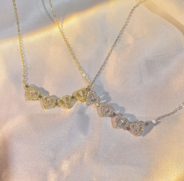 Heart Shaped Four Leaf Clover Pendant Necklace