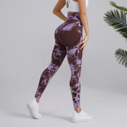 Tie-dye yoga pants seamless high waisted hip lifting