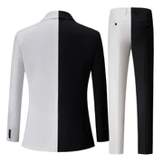 Men's Suit Black And White Color Matching Two-piece Suit