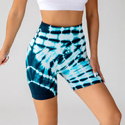 Tie-Dye Yoga Shorts Fashionable High Waisted