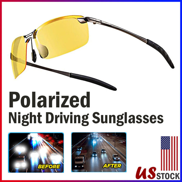 Polarised Night Driving Glasses HD Vision Aviators.