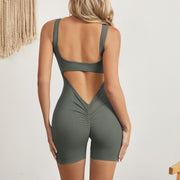 Yoga jumpsuit shorts back hollow seamless stylish fit