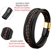 Men's Multilayer Braided Leather Cord Bracelet