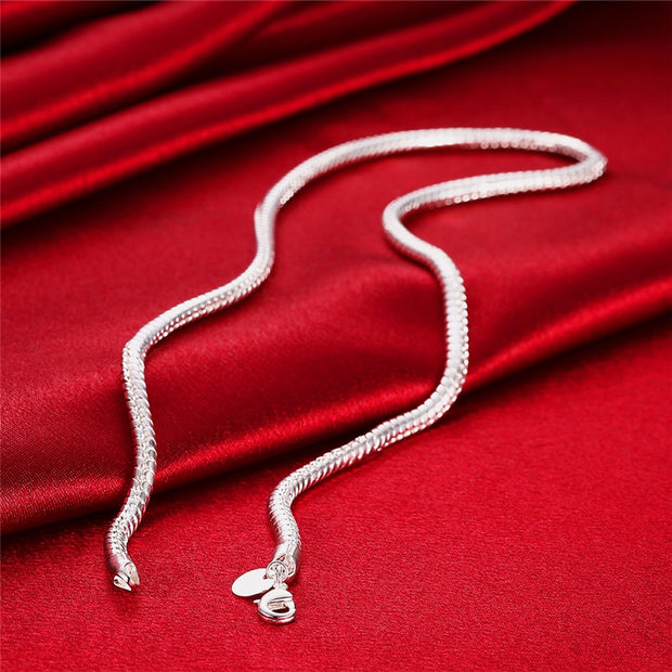 925 Sterling Silver 3mm Snake Chain Necklace For Woman