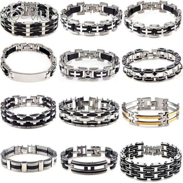 Men Stainless Steel Link Chain Bracelets & Bangles