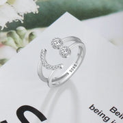 925 Sterling Silver Ring Sparkling Cubic Zirconia Smile Face