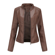 Thin large-size leather jacket