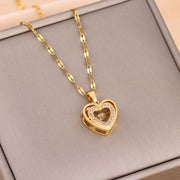 Valentines Day Gift Double-layer Smart Love Pendant Titanium Steel Necklace