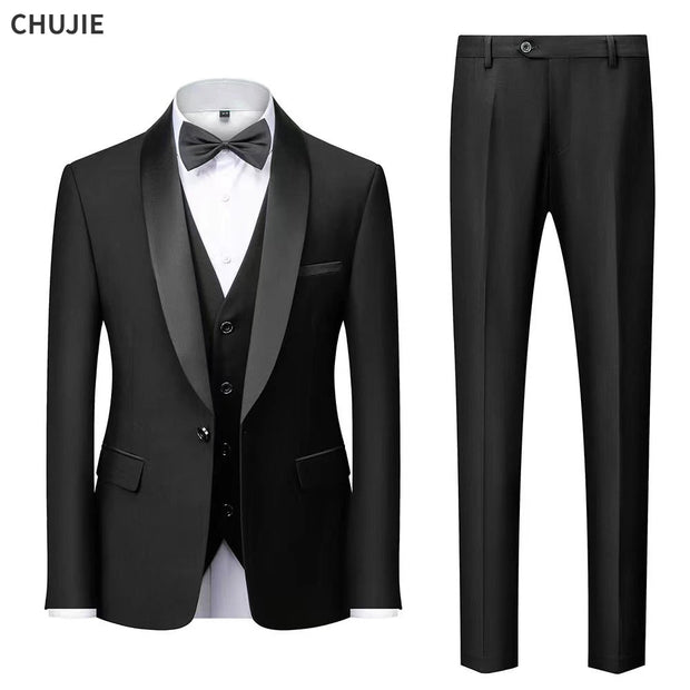 Elegant Wedding Suit Set: Blazers, Pants, Vest.