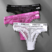 3PCS FINETOO Thong For Women Lace Panties