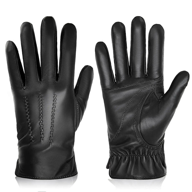 Men's Winter Sheepskin Gloves Warm Touchscreen Sporty