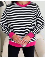 Spring Loose black & white striped sweatshirts