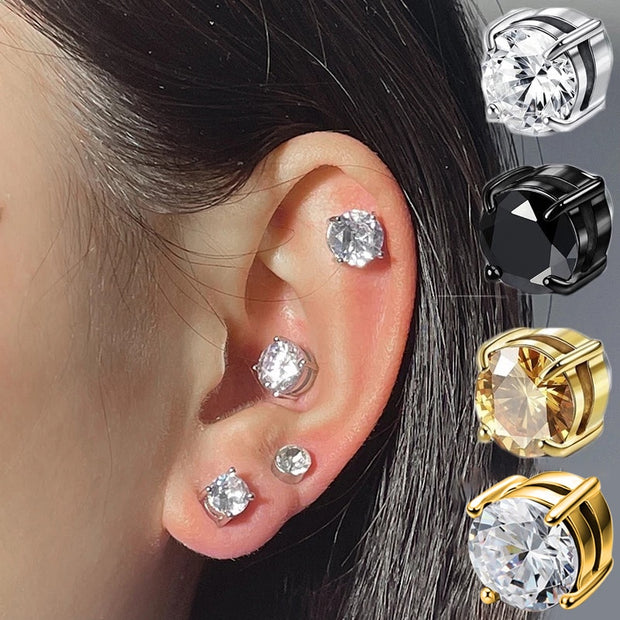 1Pair Magnetic Stud Earring Fake Piercing Crystal Clip