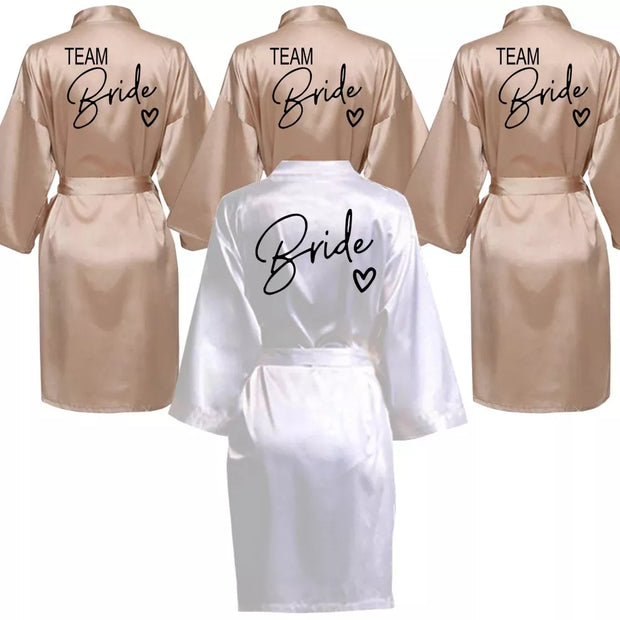 Team Bride Kimono Robe Satin Pajamas