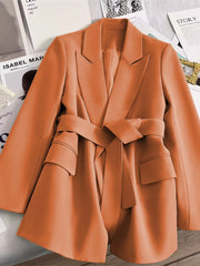 Beige Tie Up Jacket: Slim Fit, Stylish Office Blazer