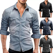 Men's Slim Fit Denim Shirt stylish cowboy jeans shirts