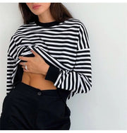 Spring Loose black & white striped sweatshirts