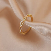 LATS Luxury Gold Color Pearl Zircon Rings for Woman