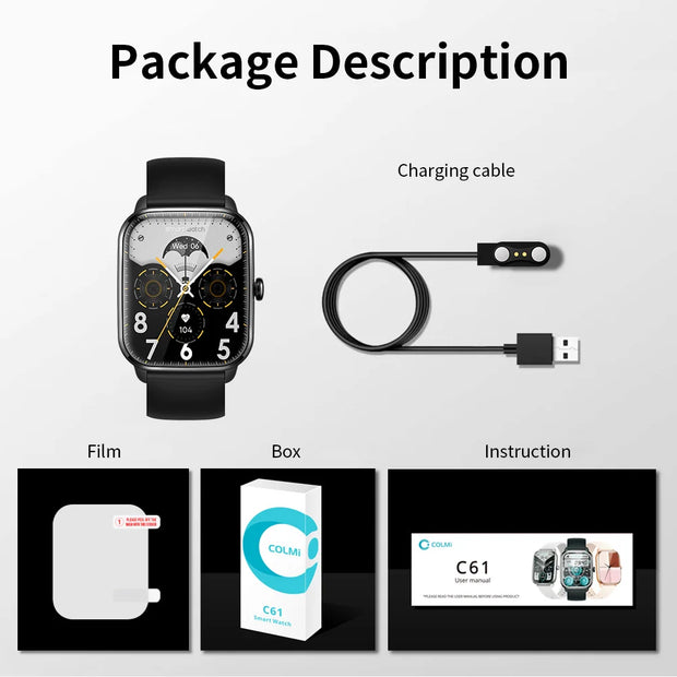 "C61 Smartwatch: 1.9" Screen, Bluetooth Calling"